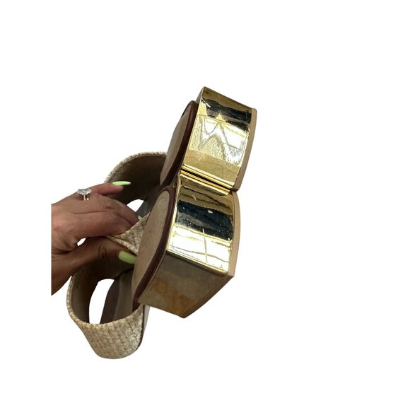 CECELIA NEW YORK Straw Gold Block Heels Sandals Size 10 - Picture 12 of 13